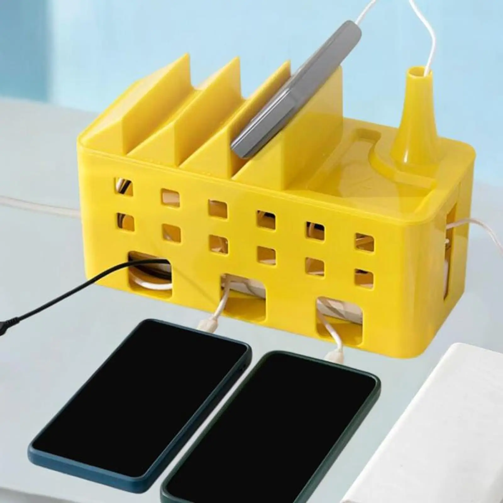 Cable Management Box Cords Multifunctional Portable Wire Cover Hider Protector Power Strip Box for Desk TV Home USB Hubs Camera