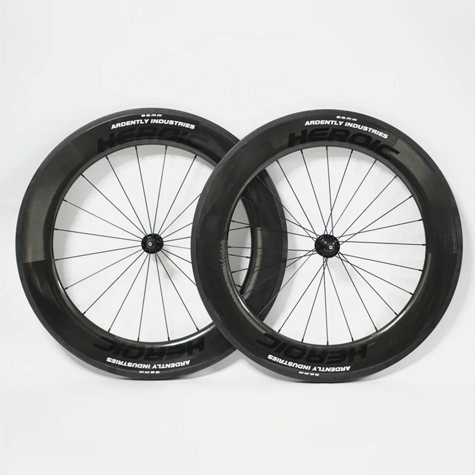 Ardently 700C Full Carbon Track bike wheelset 38/58/86mm depth Clincher fixed gear Single Speed bicycle wheels, UD surface rims