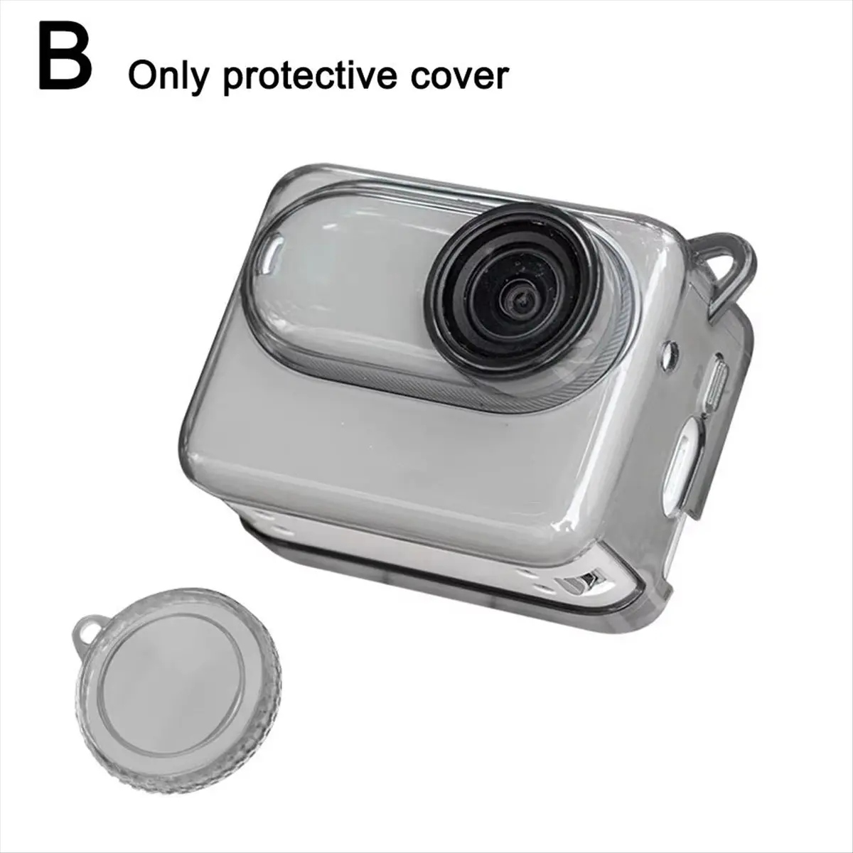 Soft TPU Anti-Drop Protective Case for GO 3 / 3S Camera Body Transparent Protective Case with Lens Cover Grey