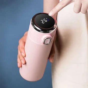 스마트 디지털 보온병 컵, 온도 표시 보존, 누수 방지 진공 플라스크, 냉온 보온 물병, 420ml