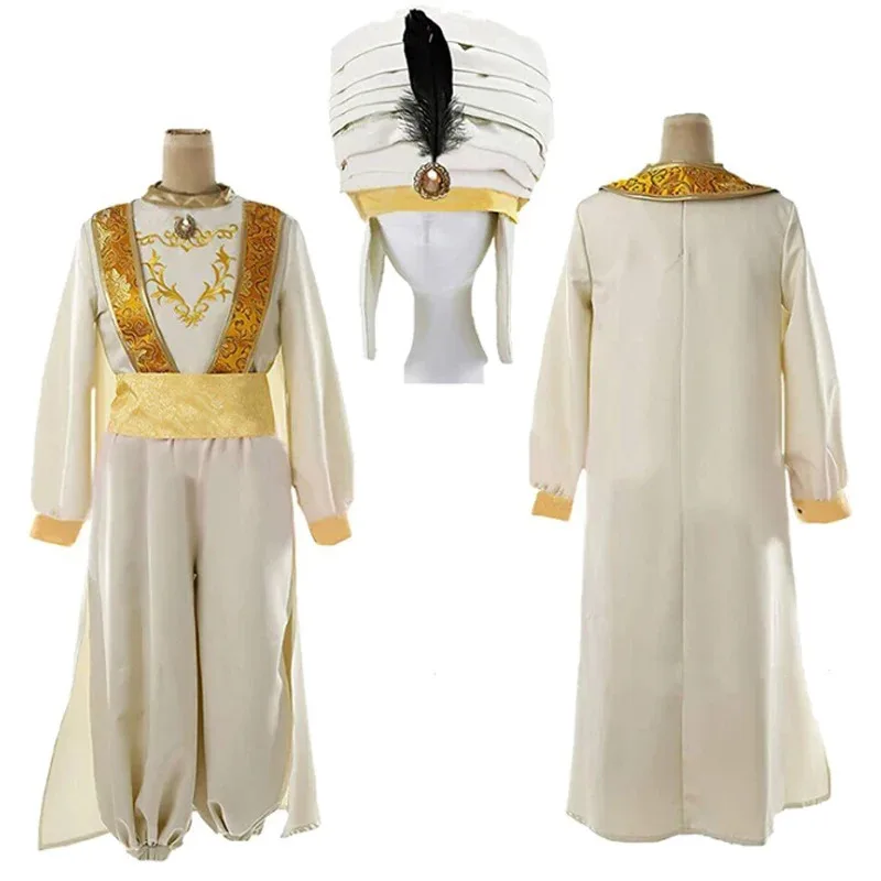 

Adult Men Halloween Prince Aladdin Costume Stage Performance Anime Cartoon Role Play Outfits