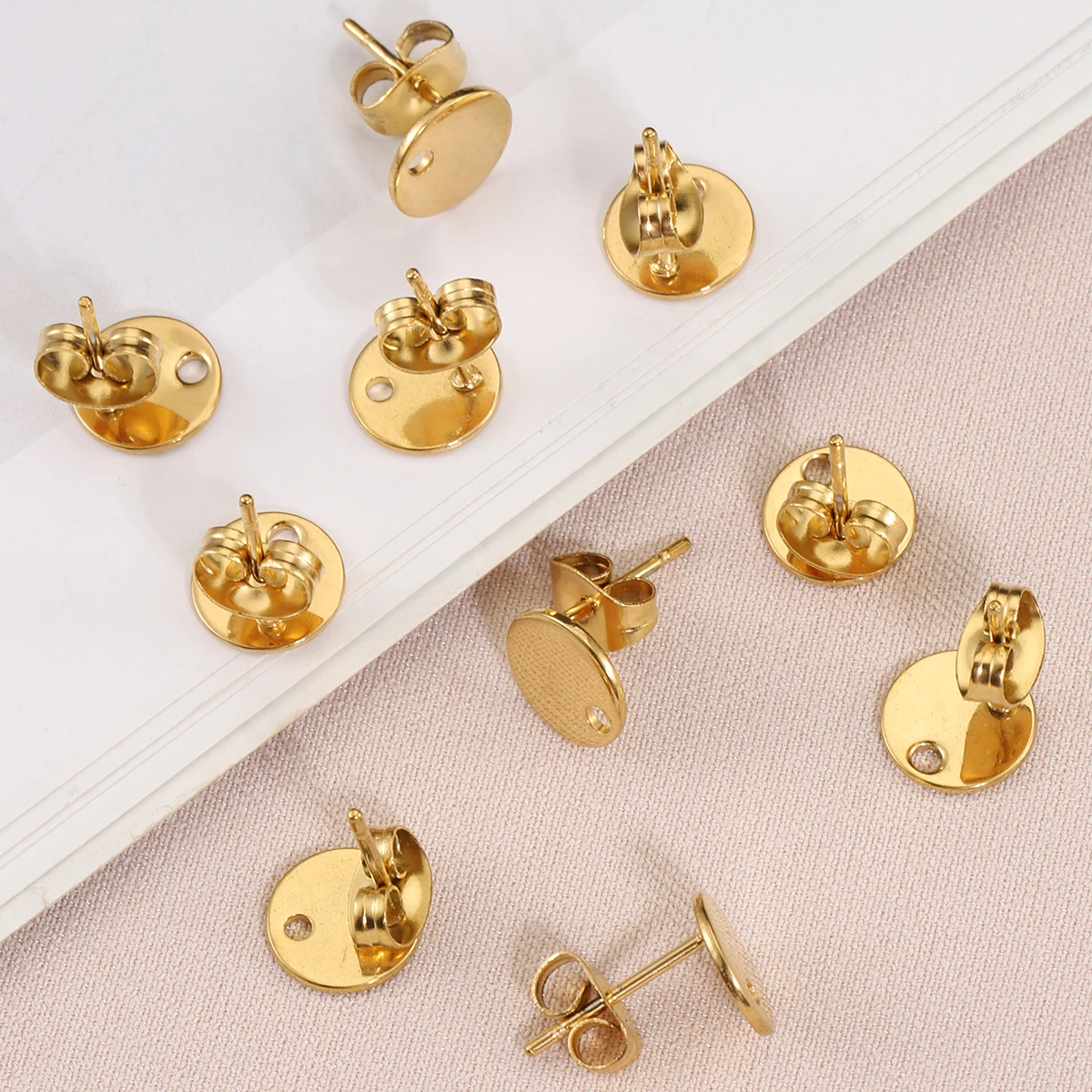 10pcs Stainless Steel Round Blank Post Earring Studs