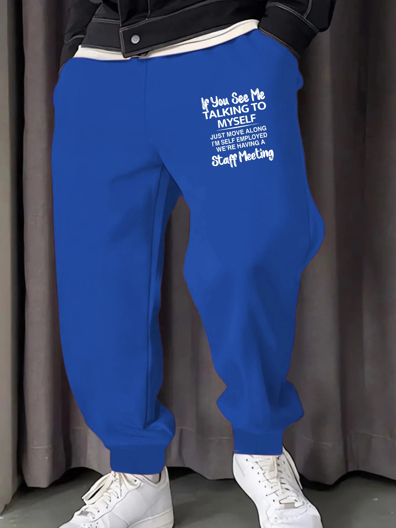 

Don'T Mind My Self Talk Funny Print Mans Sweatpants Casual Hip Hop Trousers Sports Multicolor Pants Soft Fleece All-Match Pant