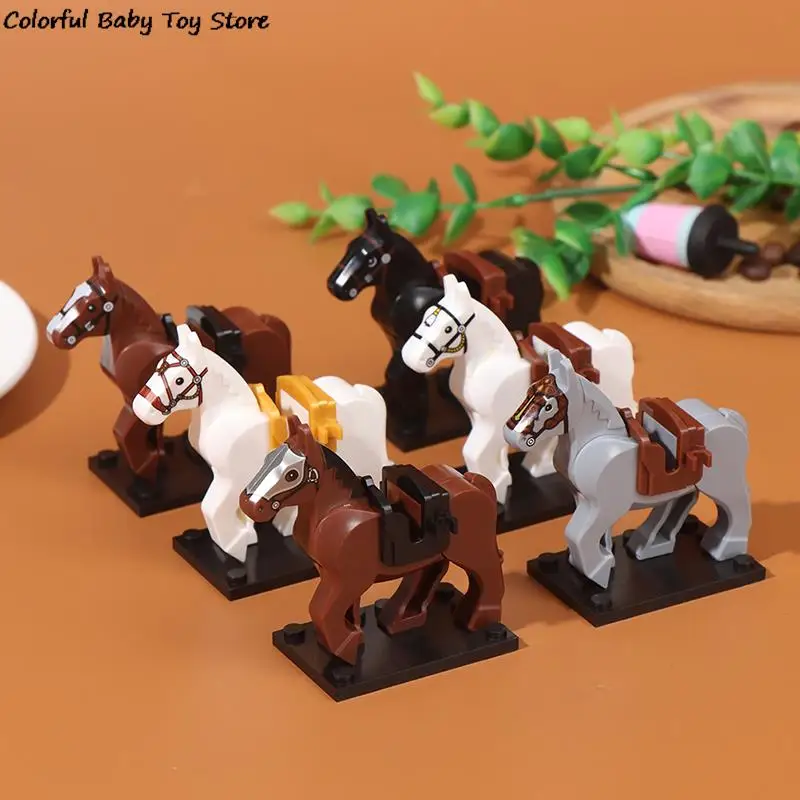 Plastic Mini Action Figures War Medieval Knight Horse Wolf Saddle Bridle Toy