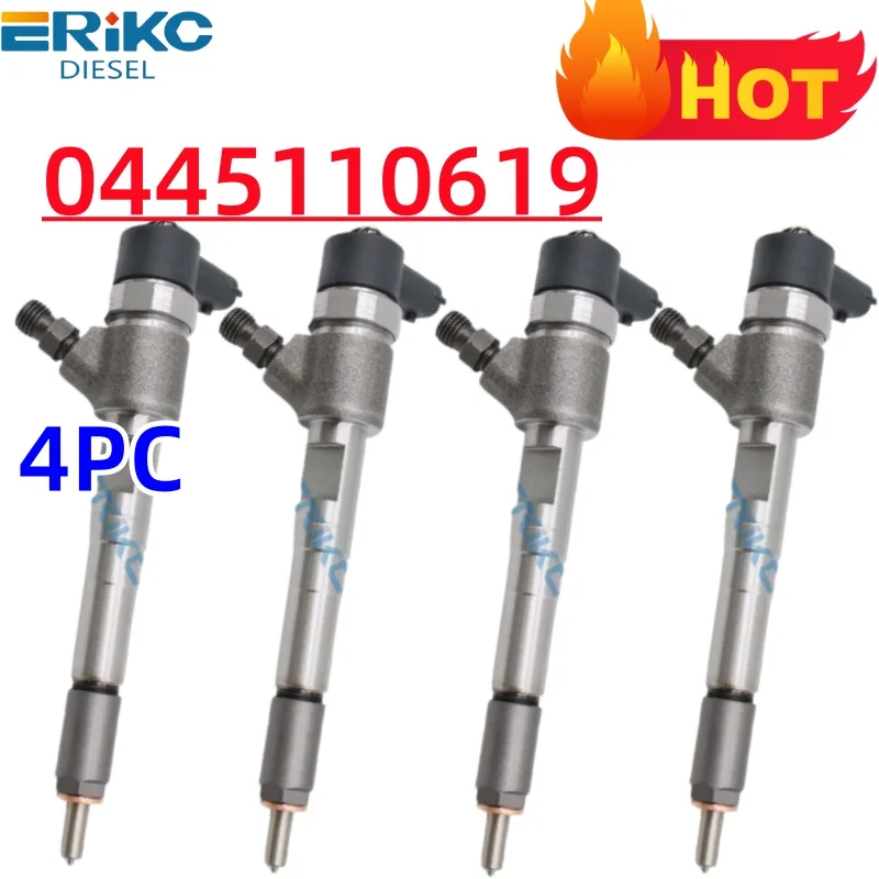 

4 шт. 0445110619 дизельный инжектор Common Rail 0 445 110 619 1100100XED15 для Great Wall Wingle 0445 110 619 ERIKC
