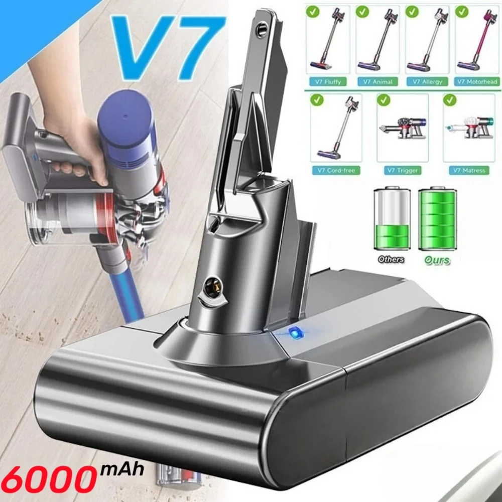 

6000mAh Battery Pack for Dyson V7 SV11 V7 Fluffy V7 Animal Handheld Cordless Vacuum Cleaner Rechargeable Replacement Battery