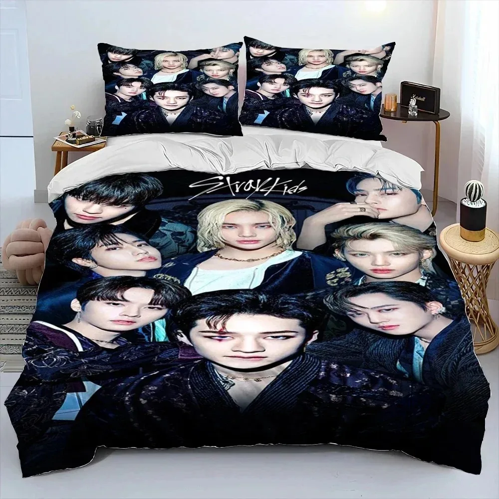 

3D Stray Kids Kpop Singer Star Bedding Set,Duvet Cover Bed Set Quilt Cover Pillowcase,King Queen Twin Size Boys Girls Adults