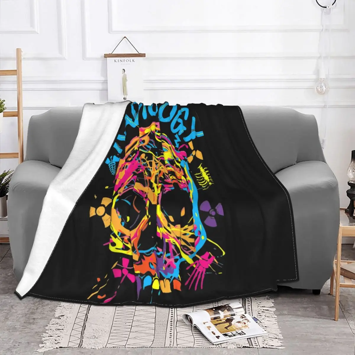 Radiology Colorful Skull Radiology Technician Blanket Casual Flannel Nap Blanket Skin Friendly Sleeping Sheets