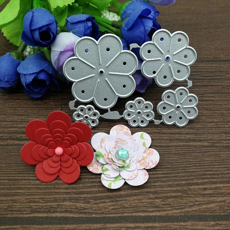 5pcs/set Flower Metal Cutting Dies Stencils Scrapbooking Decorative Embossing Handcraft Die 