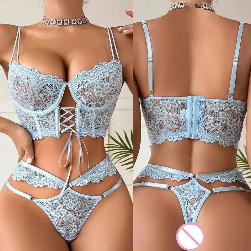 

Sexy Large Size Lingerie Women Bra Brief Sets Girl Floral Lace Underwear Set Underwire Brassiere Push Up Outfit Delicate Bra Kit