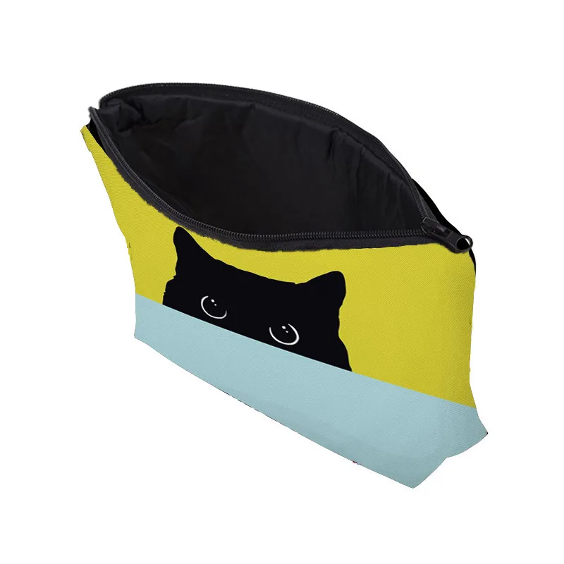 Schattige Zwarte Kat Katten Voetafdrukken Cosmetische Tas Hoesjes Make-Up Tas Dierenpatroon Vrouwen Combinatie Cadeau Organizer Tas Reisschool