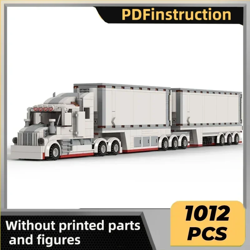 

City Car Model Moc Building Bricks Refrigerated B-Double Car Technology Modular Blocks Gifts Christmas Toys DIY Sets Assembly