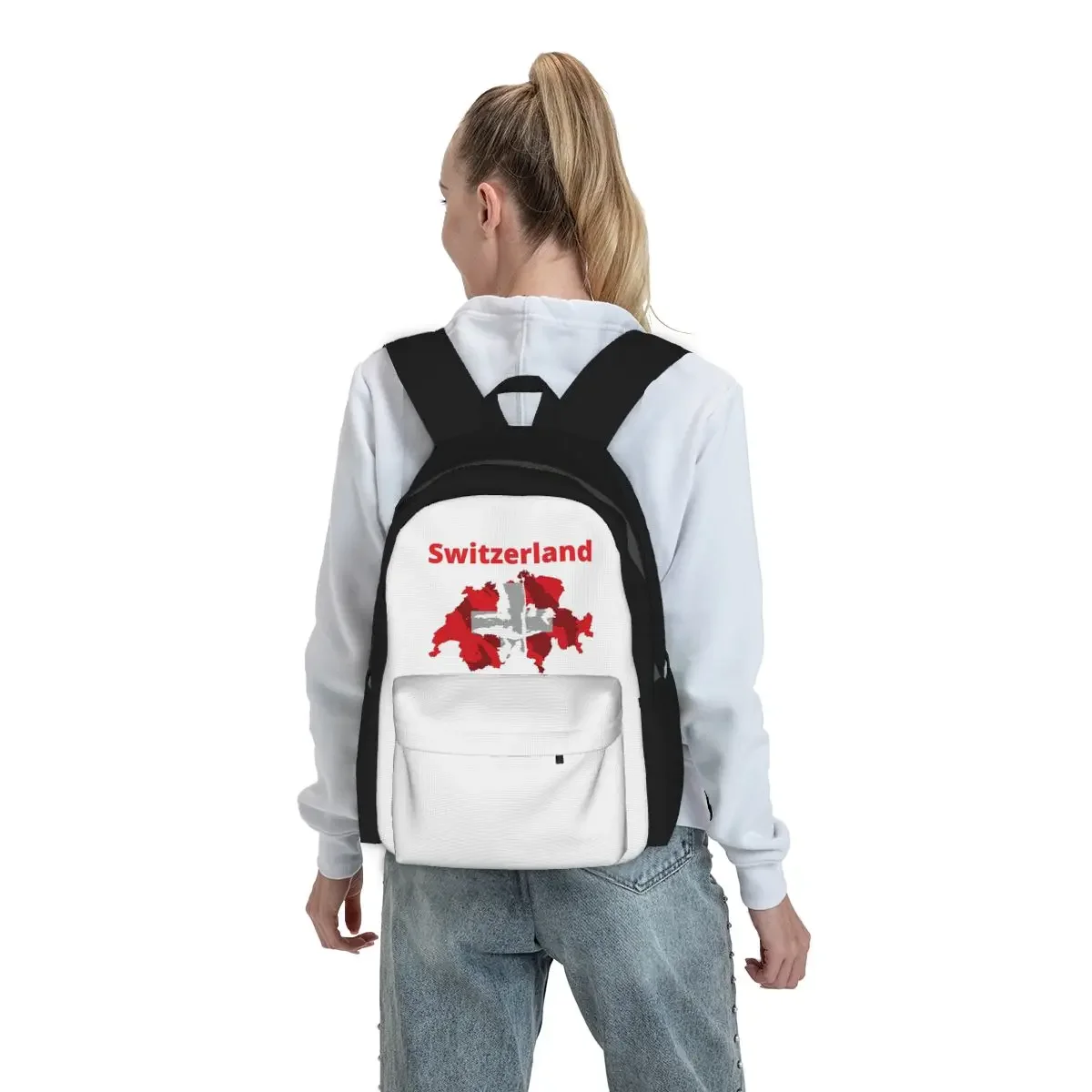 Swiss Switzerland Flag Backpack Student BookBag Kids School Bag Computer Shoulder Bags for Men Women