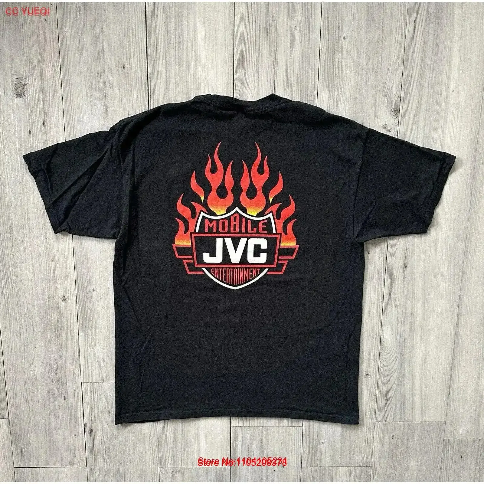 Vintage Y2K 00s Mobile JVC Entertainment Flames Logo Mullet T Shirt XL vintage Washed Casual Stylish Versatile streetwear