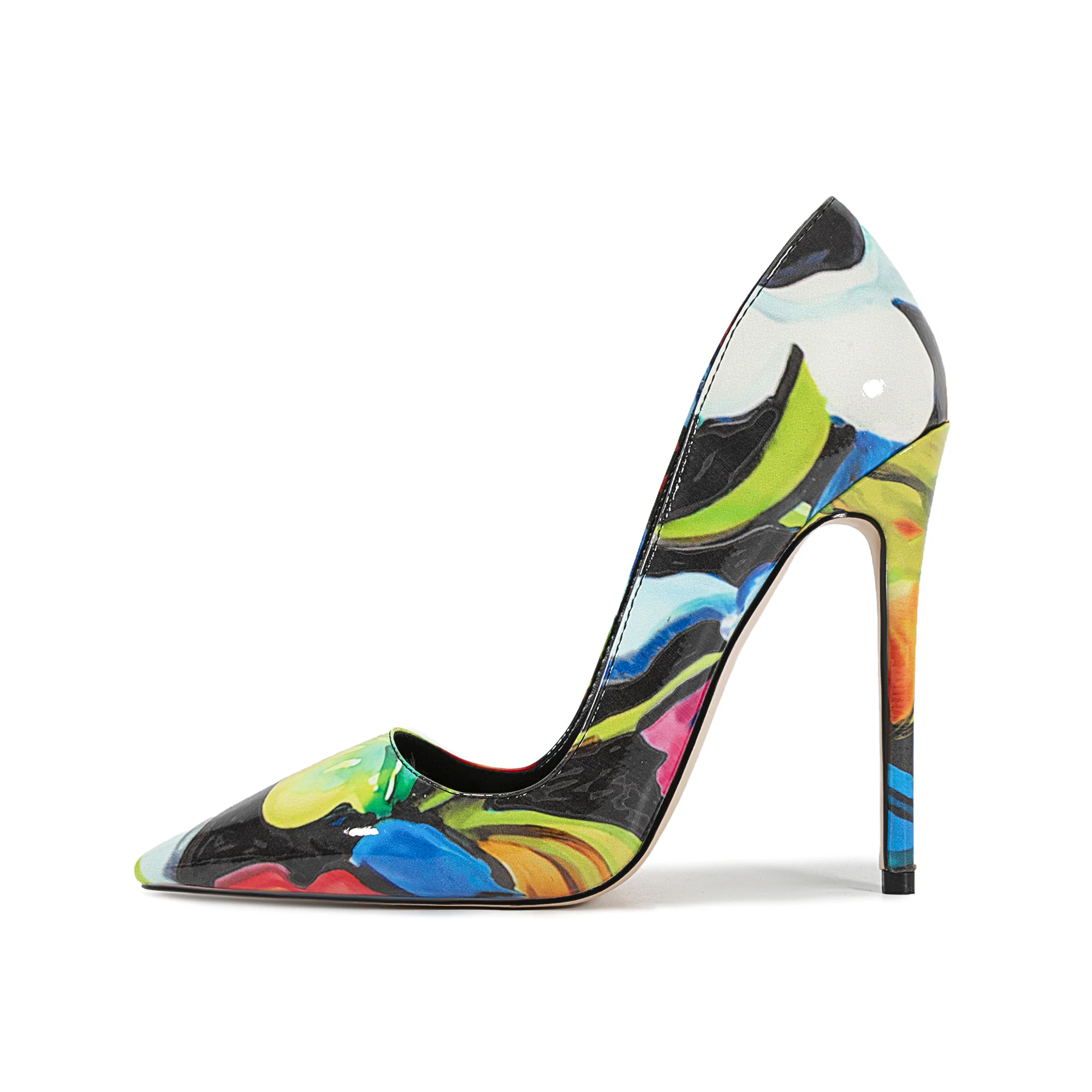 

Arden Furtado Autumn Royal Blue Patent Leather high-heeled shoes Pointed toe Shallow Super high heel Office lady Single shoe