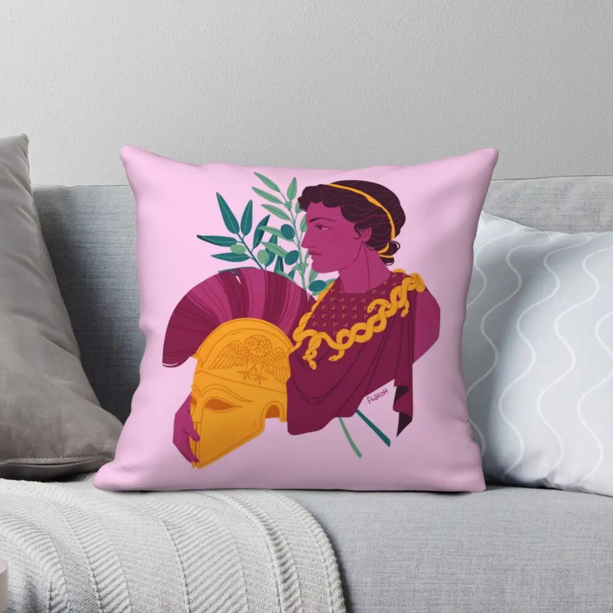 Minerva Bust Pillowcase Polyester Linen Velvet Creative Zip Decor Pillow Case Car Cushion Cover