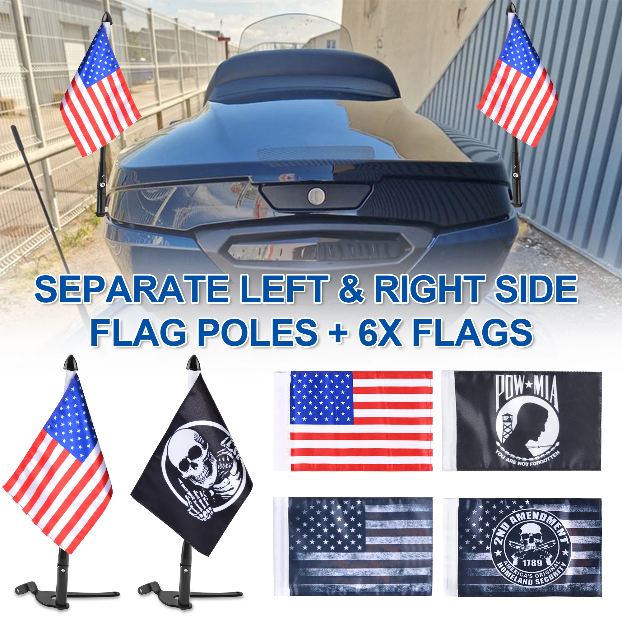 For Spyder F3/RT Accessories Trunk Mounted Folding Flag Pole Kit with Mutiple Flags Fits for Can AM Spyder RT 2020+, F3 LTD 2017