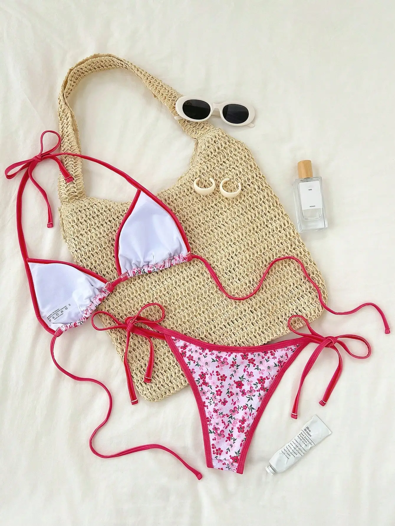 Bikini Dua Potong Wanita Leher, Bra Suspender, Bawahan V, Pakaian Renang dan Pakaian Wanita