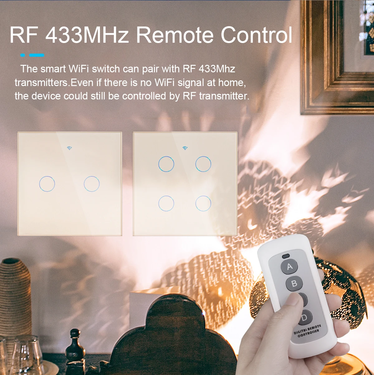 Smart Home Switch 1/2/3/4 Gang White Wall Sensor Wifi Touch Light Switch Tuya Control Smart Life Google Alexa with Alice view 5
