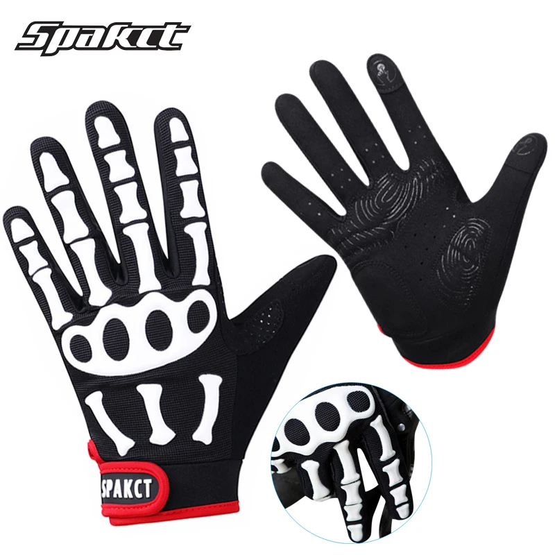 

SPAKCT Cycling Gloves Full Finger Skull SRG Silicone Gel Pads MTB Road Bike Gloves Sports Downhill Racing Long Bicycle Gloves