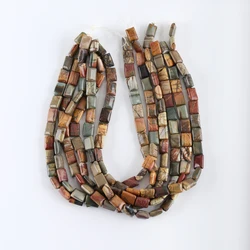 One Strand Natural Multi-Color Picasso Jasper Gem Stone Beads For Jewelry Making Square Loose Spacer Beads DIY Bracelet Necklace