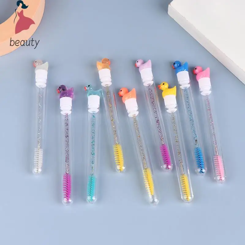 1Pcs Reusable Tube Eyelash Brush Eyebrow Brush Cute Duck Design Crystal Rod Dust-proof Eyelash Extension Tool Lash Mascara Wand