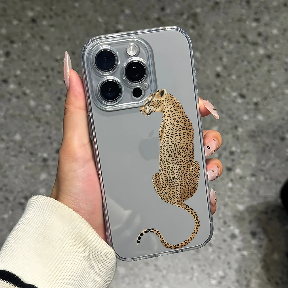 

Realistic style leopard Silicone Phone Case for iPhone 17 16 15 14 13 12 11 Pro Xs Max Air Mini 7 8 6 6s Plus SE 2020 2022 Cover