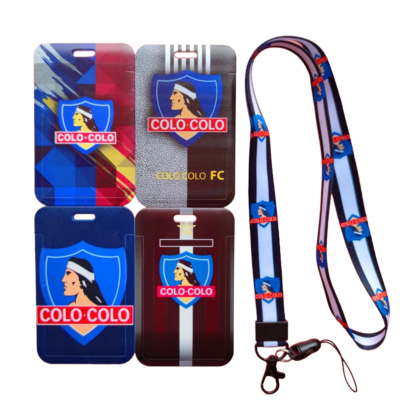 Chile Football Style ID Card Holder Neck Strap Students Credit Card Case Lanyard Child Visit Door Identity Badge Holder Keychain