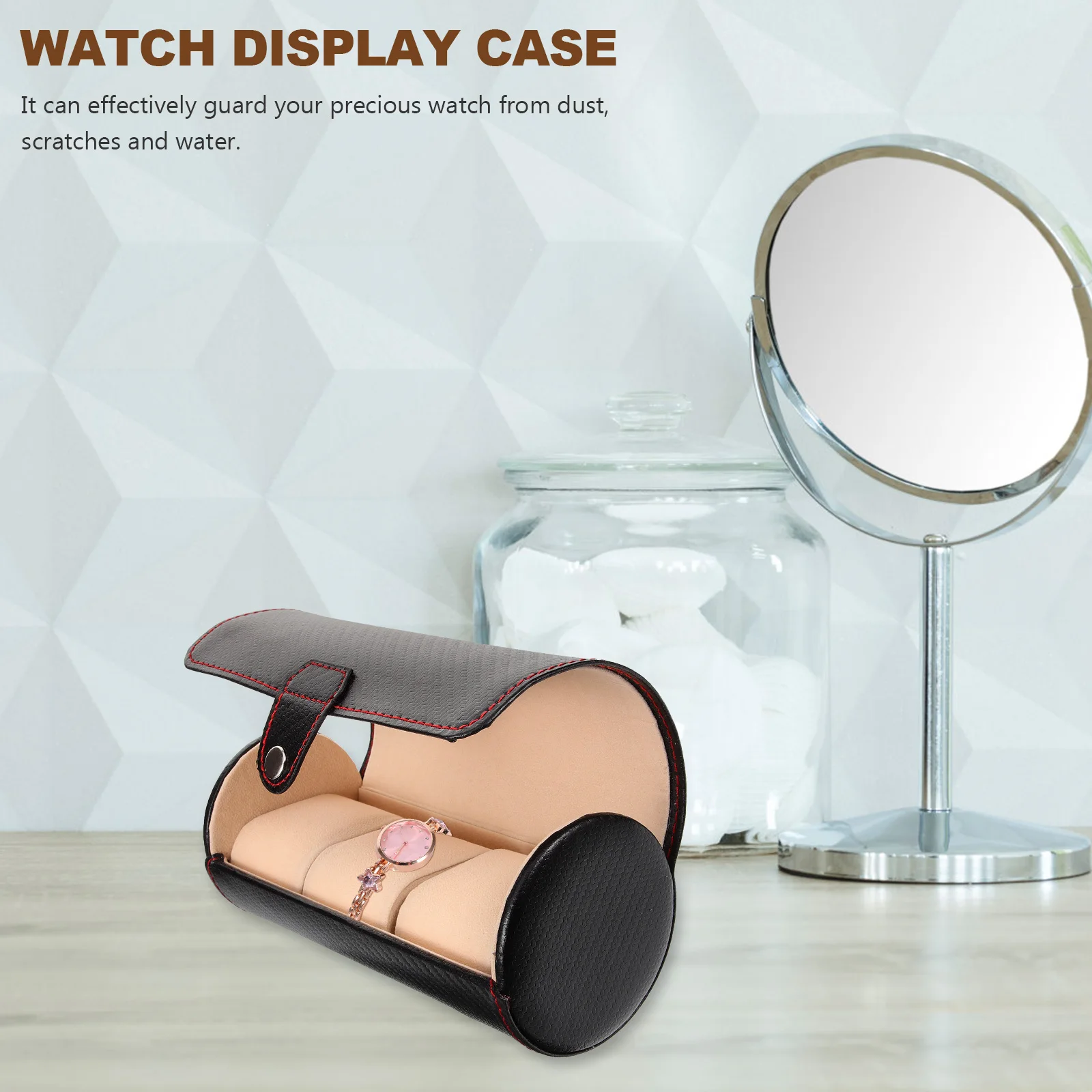 

Watch Jewelry Box Display Case Travel Cylinder Cases for Men Watches Storage Pu Single