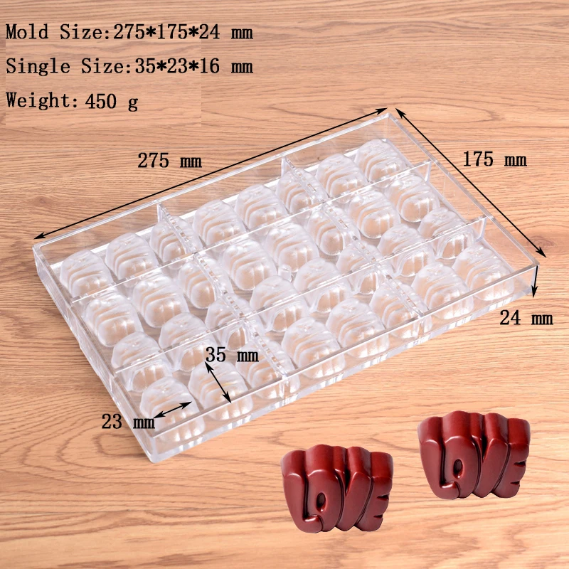 32 Cells Love Shape Choc Moulds Polycarbonate Chocolate Molds PC Candy Bake Tray Valentine\'s Day Confectionery Baking Tools