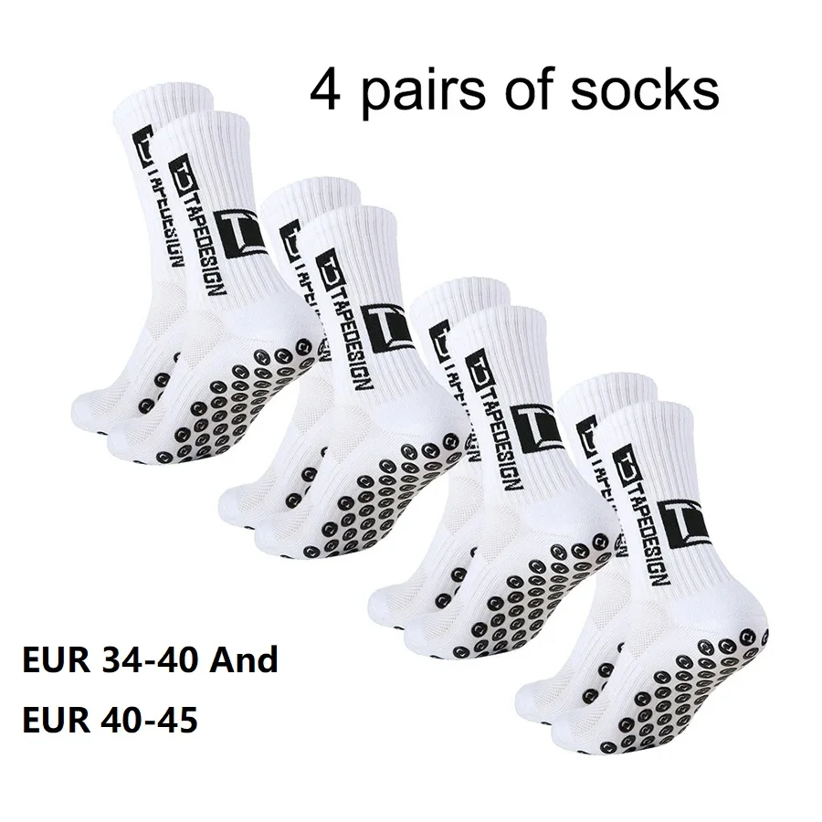 

4 pairs of new TC mid tube glued football socks for sports training and competition, non slip and breathable socks