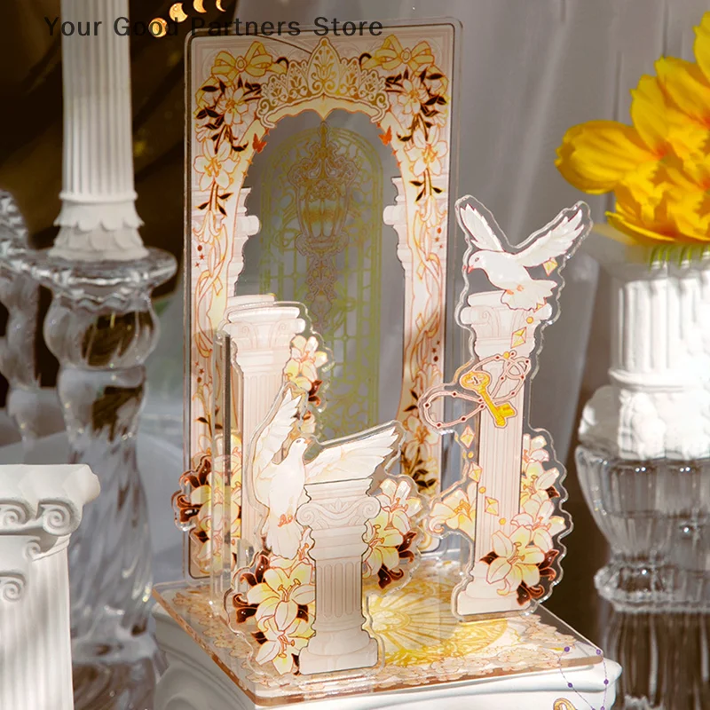 Creative Acrylic Standing Display Stand Ornaments Romantic Background Board Cartoon Anime Badge Display Desktop Accessories Gift