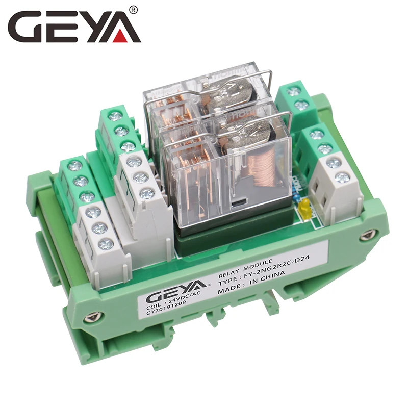 GEYA 2NG2R 2/4/8/16-kanałowy moduł przekaźnikowy 2NO 2NC 12V 24V AC & DC DPDT przekaźnik do projektów automatyzacji PLC — zdjęcie 4