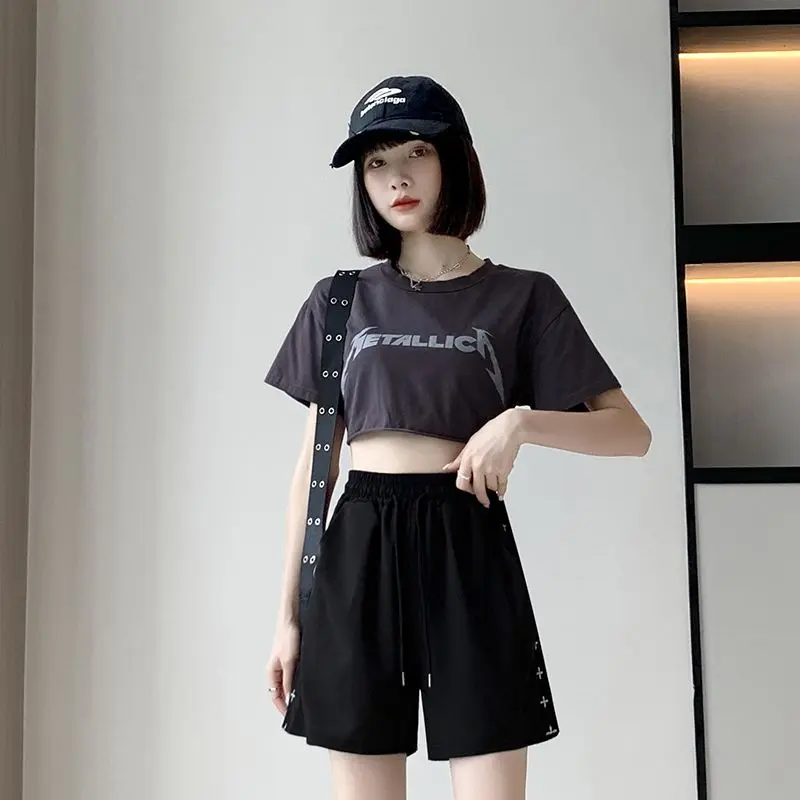 Novo verão feminino gelo seda secagem rápida calças esportivas de cintura alta solta fina casual