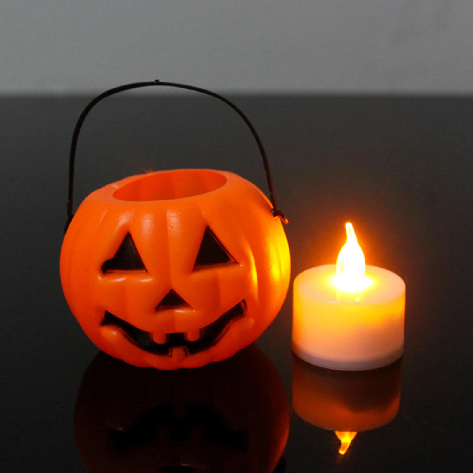 

Портативное ведро с тыквой Jack-O-Lantern, украшение для бара, банка с тыквой [ведро с тыквой с треугольным глазом, маленькое]