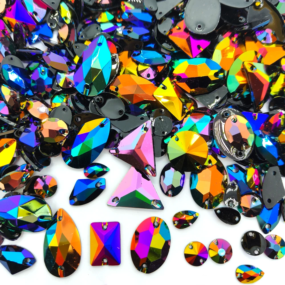 OLeeya 30pcs/50pcs/100pcs Mix Shapes Bling Flatback Rhinestone Decoration Crystal Stones Non Hotfix Resin Strass for DIY Crafts