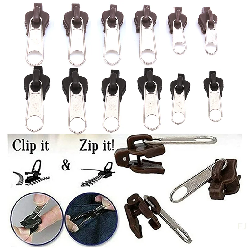 

[YU]6pcs Instant Zipper Universal Instant Fix Zipper Repair Kit Replacement Zip Slider for DIY Sew