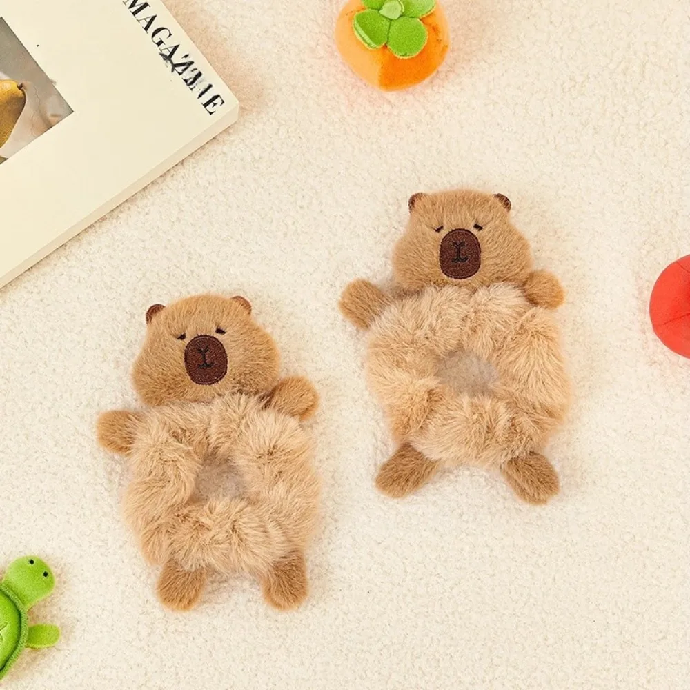 New Cartoon Capybara Hair Accessories Girly Heart Headwear Hair Rope Barrette Elastic Hair Clip for Women Girl
