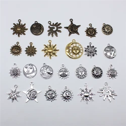 10pcs Antique Bronze Silver Color Sun Charms Pendant Jewelry Metal Alloy Jewelry Marking Sun Charms For Jewelry Making