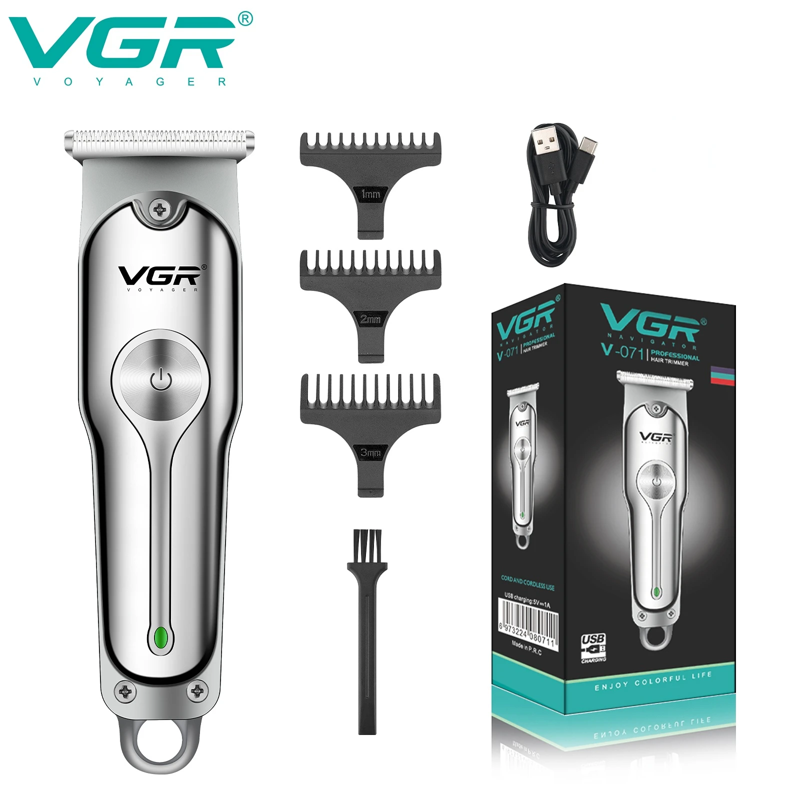 VGR Hair Cutting Machine Electric Hair Clipper Professional Haircut Machine Mini Barber Rechargeable Hair Trimmer for Men V-071