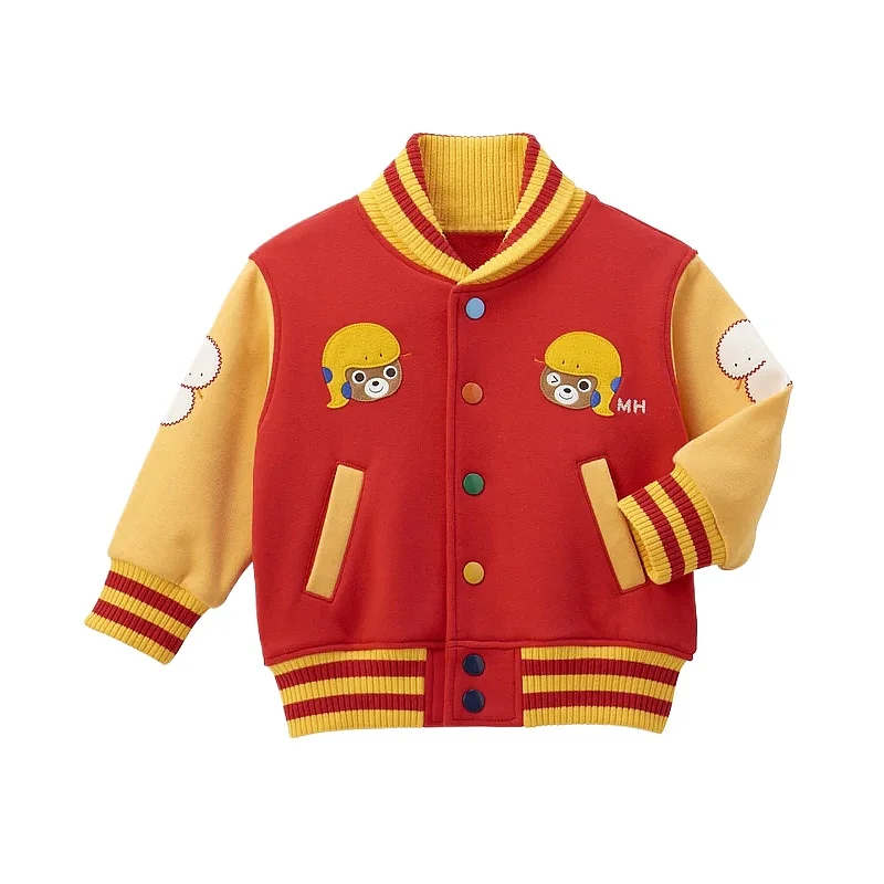 Miki Jacket Autumn Winter New Boys' Clothes Cartoon Cute Little Snake Color-blocked Baseball Uniform Cardigan Top