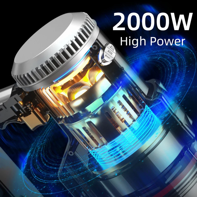 2000W Portable Vacuum Cleaner,Household Multifunctional Vertical Handheld Wired Sweeping Machine,Silver