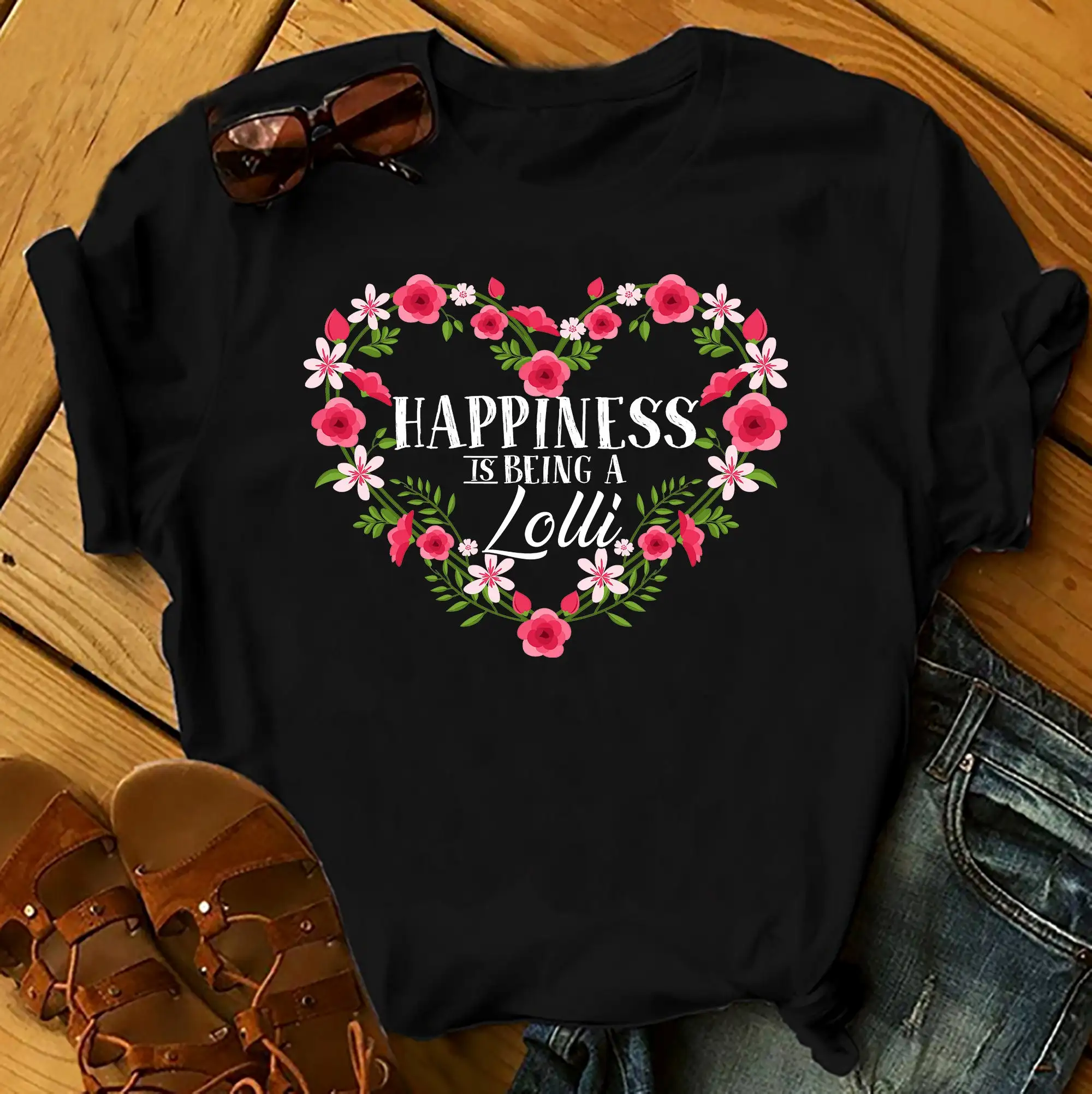 Happiness Is Beign A Lolli - Family Shirts Men Woman Birthday T Shirts Summer Tops Beach T Shirts Green Shirts For Women Xs-5Xl