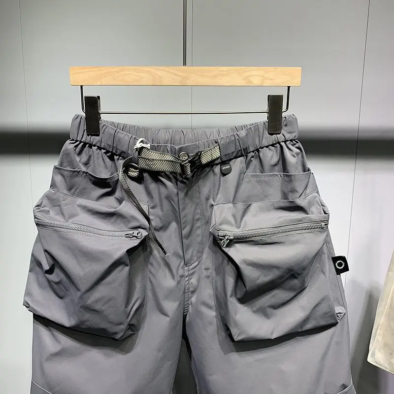 Shorts de carga soltos versão coreana masculina, bolsos grandes, calça média, grunge Y2K, fino e bonito, moda verão, novo, 2023