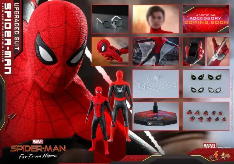 

In Stock HotToys 1/6 HT MMS542 Spider-Man Far From Home Upgraded Suit Red Black Spider-Man Action Figure Movie Model SHF Toys