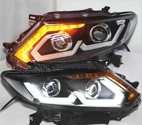 2pcs car Head light For X-Trail Rogue Headlights 2017~2019/2014~2016year rogue headlight x trail xtrail DRL HI LO HID xenon