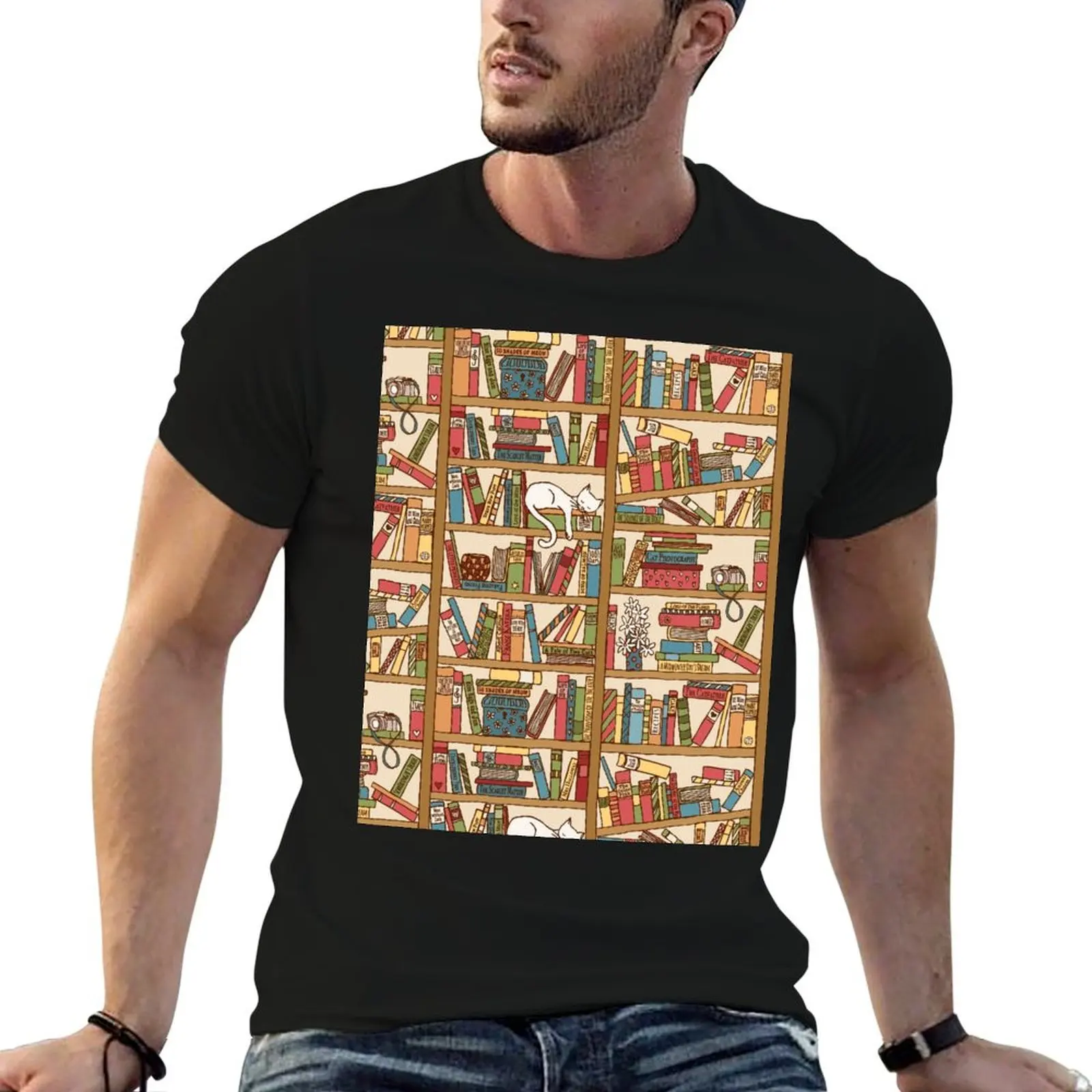 Bookshelf No.1 T-Shirt baggy shirts anime t shirts man t shirt outfits for men