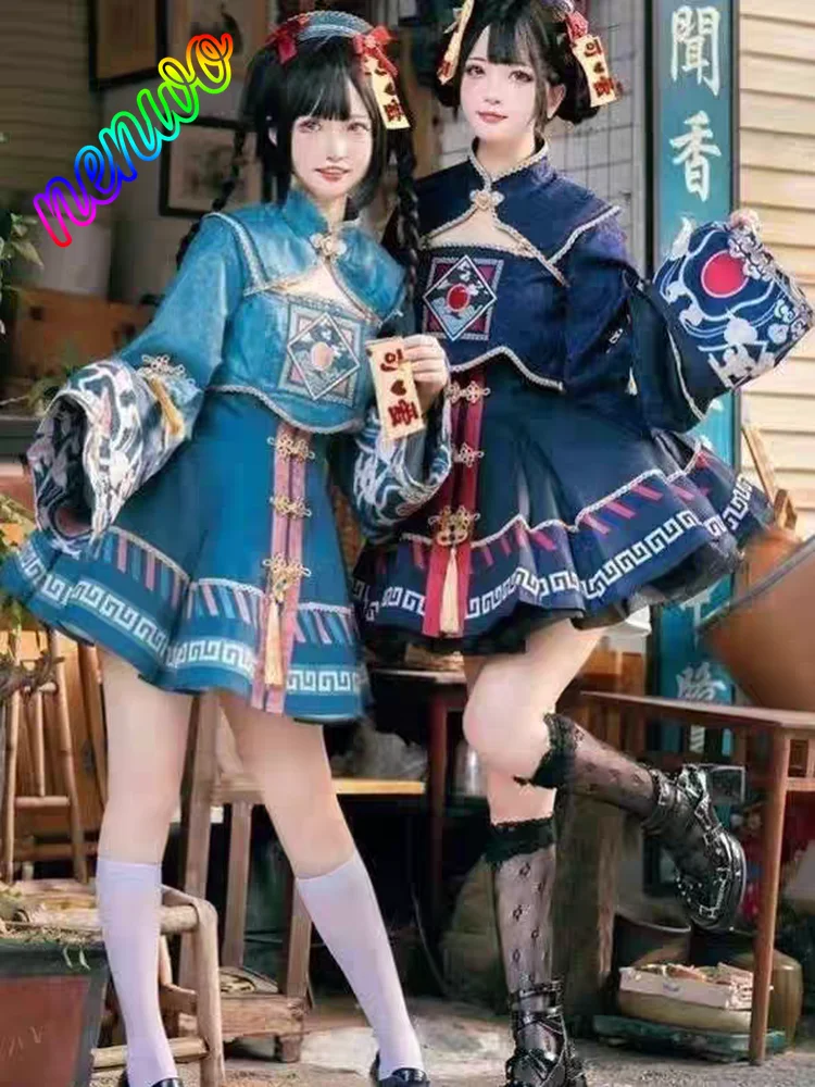 

Костюм для косплея в стиле Лолита: милое платье в китайском стиле, аниме-зомби, мультяшный вампир, женская одежда для Хэллоуина, вечеринок и выпускных.