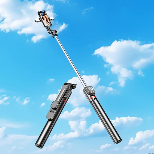 Imagen 2 del producto Palo de Selfie inalámbrico Bluetooth extendido de 1,8 M de largo, soporte para transmisión en vivo, trípode plegable con luz de relleno para teléfonos inteligentes