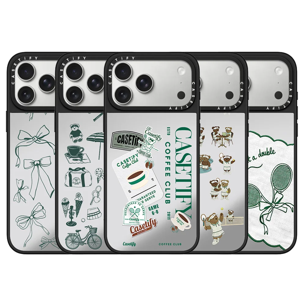Funda para Teléfono CASETIFY Serie Club de Tenis con Diseño de Osito de Peluche para iPhone 17 16 15 13 14 Pro Max Plus Air, Funda Protectora Magnética